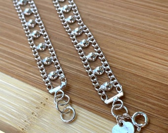 Sterling Silver Ankle Bracelet for Women 10 Inches, Boho Anklet, Hippie Anklet, Bohemian Anklet, Silver Chain Anklet, Summer Jewelry, Gift