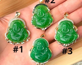 Jade Buddha Pendant, Gold Buddha Charm, 14K Gold Filled Pendant, Green Buddha Necklace, Stocking Stuffer, DIY Jewelry, Christmas Gift
