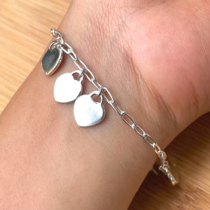 Three Tone Bracelet, Sterling Silver Heart Charm Bracelet, Best Friend of Three Bracelet, Three Sisters Gift, Heart Lock Bracelet, Gift Idea