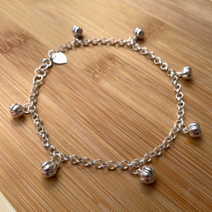 Silver Bells Anklet, Jingle Bell Anklet, Sterling Silver Ankle Bracelet for Women, Chain Anklet Silver, Boho Anklet, Hippie Anklet 10 Inches