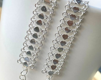 Heart Anklet Sterling Silver, Boho Anklet, Silver Chain Anklet, Ankle Bracelet for Women 10 Inches, Summer Anklet, Gift for Mom, Christmas