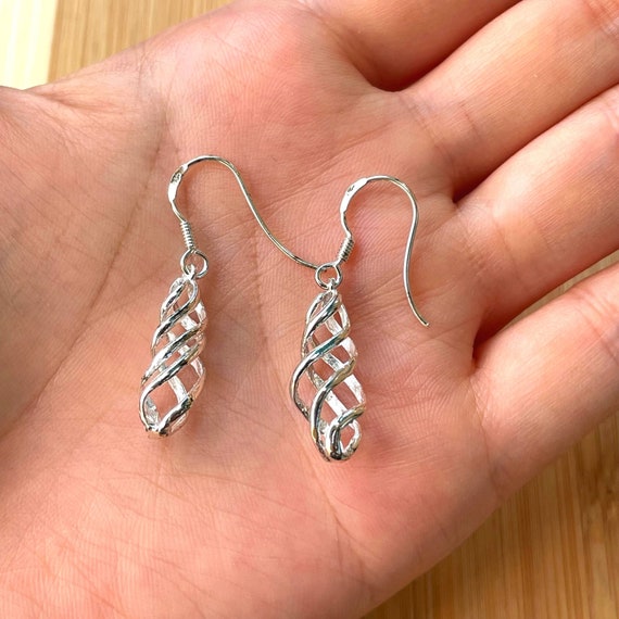 Silver Spiral Swirl Lightweight Metal Dangling Earrings 2 inch Hanging Dangle Silver Spiral Swirl Lightweight Metal Dangling Earrings 2 inch Hanging Dangle