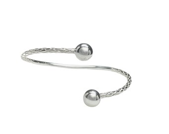 アクセサリー Italy 925 balls cuff bangle Ball Knot 925 Sterling Silver Handmade Bangle, Thin Bangle
