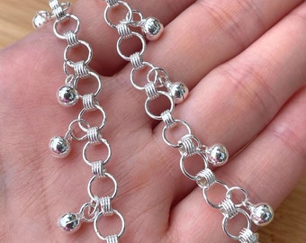 Sterling Silver Bell Anklet, Bell Charm Anklet, Belly Dancer