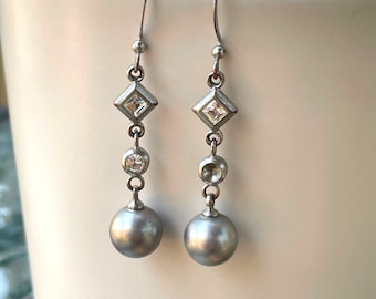 Silver Dangle Earrings for Women, Drop Earrings, Cubic Zirconia, Metallic Earrings, Dangle Ball Earrings, Fashion Earrings, Birthday Gift