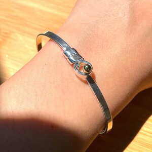 Sterling Silver Hook Bracelet, Knot Bracelet, Nautical Bangle Bracelet for Women, Two Tone Jewelry, Dainty Bracelet, Birthday Gift for Wife