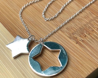Sterling Silver Star Necklace, Star Pendant Necklace, Cut Out Star, Christmas Gift, Minimalist Necklace, Celestial Necklace, Birthday Gift