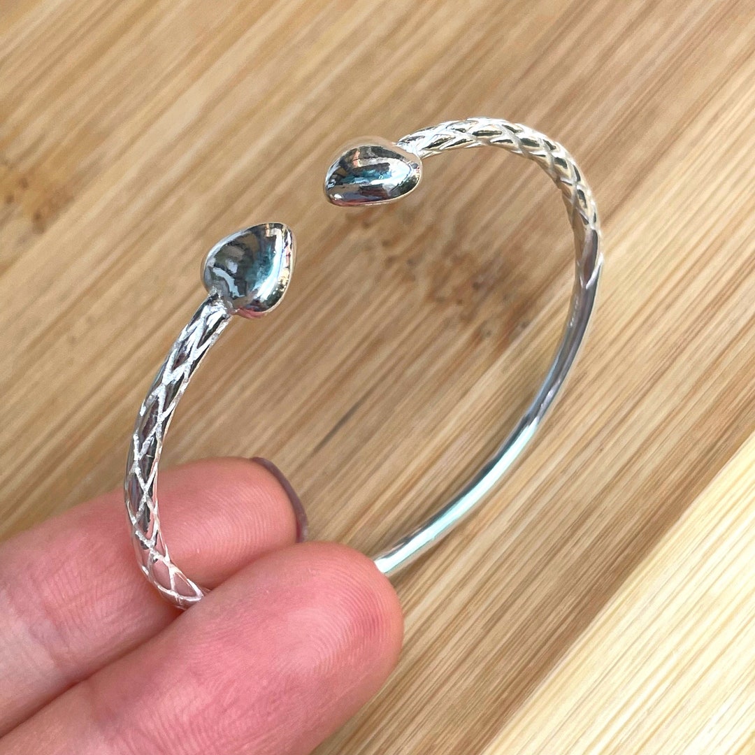 Heart Cuff Bracelet Sterling Silver West Indian Bangle Etsy