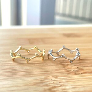 Wavy Ring, Crown Ring, CZ Ring, Dainty Ring, Stackable Ring, Minimalist Ring, Sterling Silver Ring, Gold Zig Zag Ring, Birthday Gift for Her