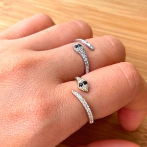 Gold Snake Ring Serpent Ring, Cubic Zirconia Ring, Snake Wrap Ring, Stackable Ring, Minimalist Ring, Dainty Ring, Sterling Silver Ring