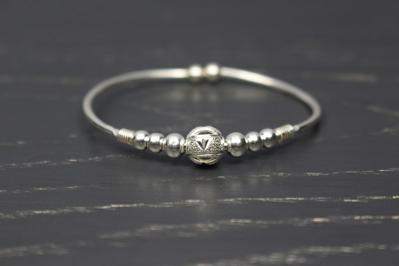 Sterling Silver Bangle Bracelet Kids 6'' Toddler Bead Etsy Australia