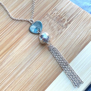 Sterling Silver Tassel Pendant Necklace, Y Necklace, Drop Necklace, Long Necklace, Tassel Jewelry, Dangle Necklace, Statement Necklace