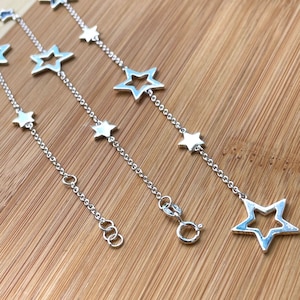 Star Lariat Necklace 16 Inches, Sterling Silver Toggle Necklace, Minimalist Necklace, Celestial Necklace, Star Jewelry, Birthday Gift Idea