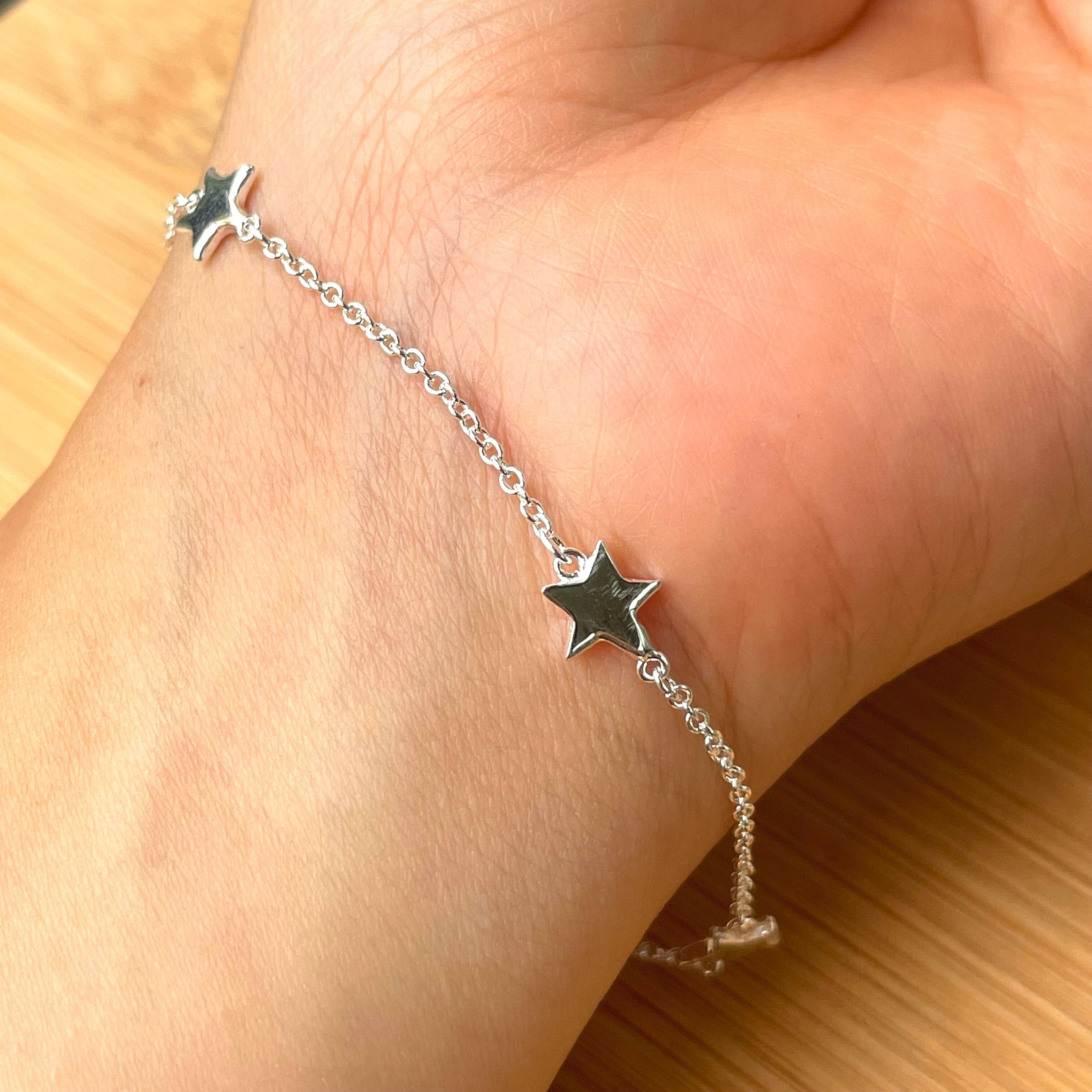 Sterling Silver Star Bracelet Celestial Bracelet for Women | Etsy