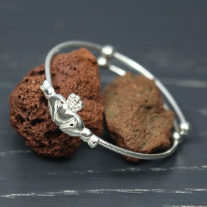 Sterling Silver Baby Bangle Bracelet, Claddagh Bracelet, Toddler Anklet, Adjustable Bracelet, Ireland Bracelet, Baby Shower Gift, Christmas
