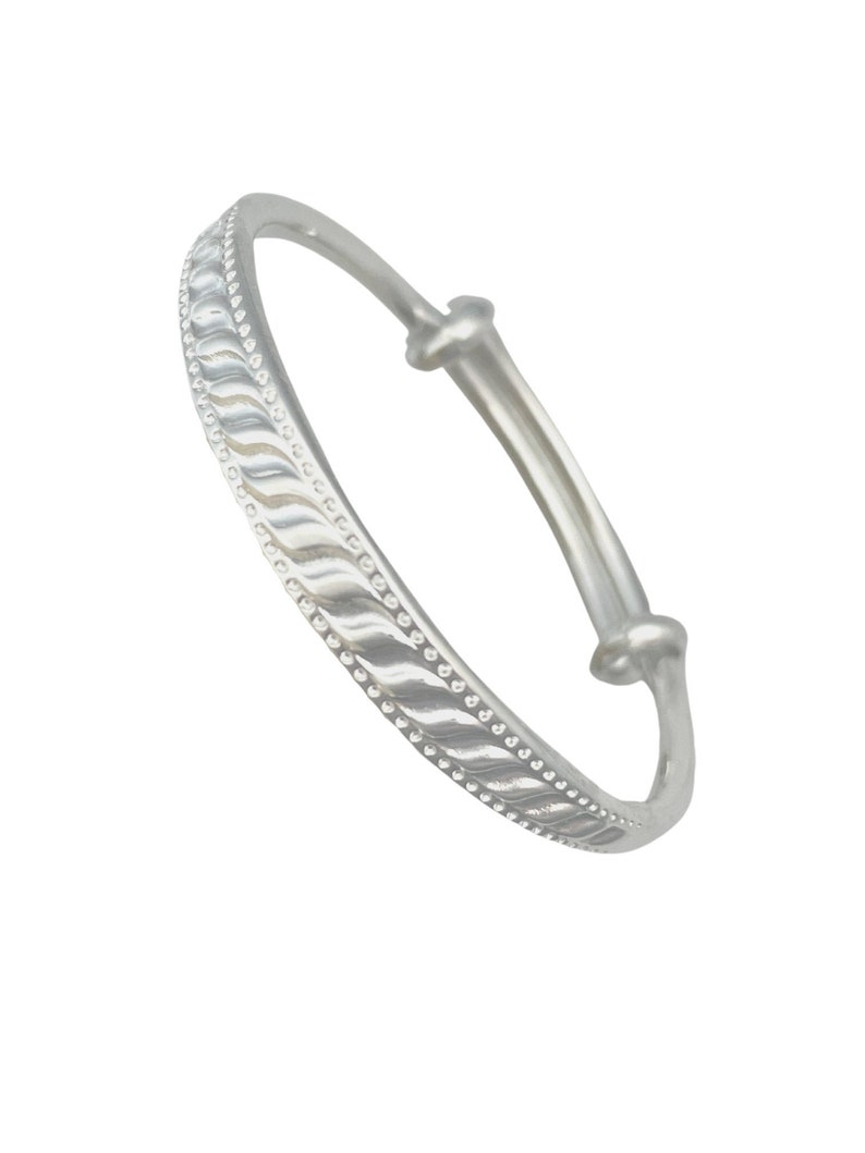 Silver Baby Bangle Bracelet Adjustable Bracelet Baby Girl Etsy