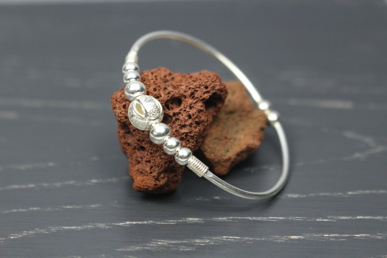 Sterling Silver Bangle Bracelet Kids 6'' Toddler Bead Etsy Australia