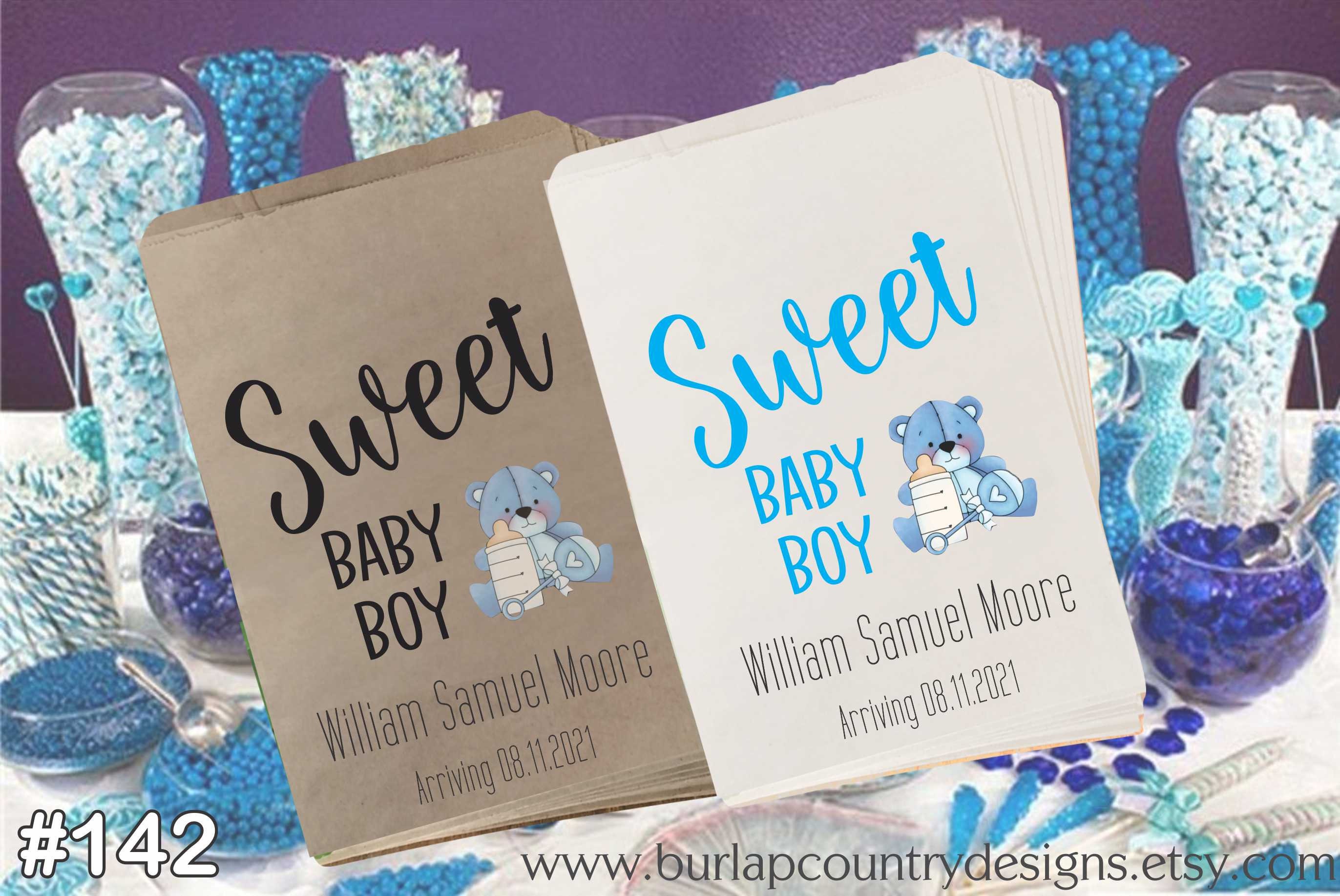 Baby Shower Treat Bags Baby Shower Decor Sweet Baby Boy Etsy España