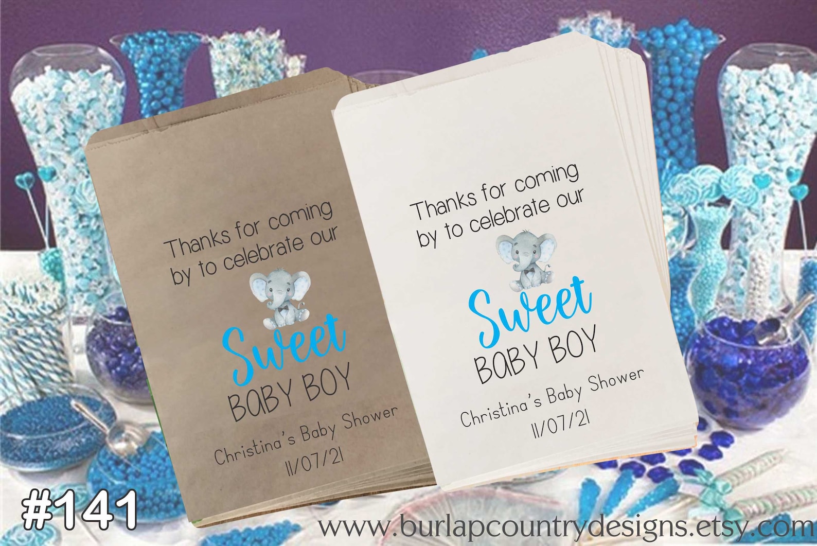 Baby Shower Treat Bags Baby Shower Decor Sweet Baby Boy Etsy