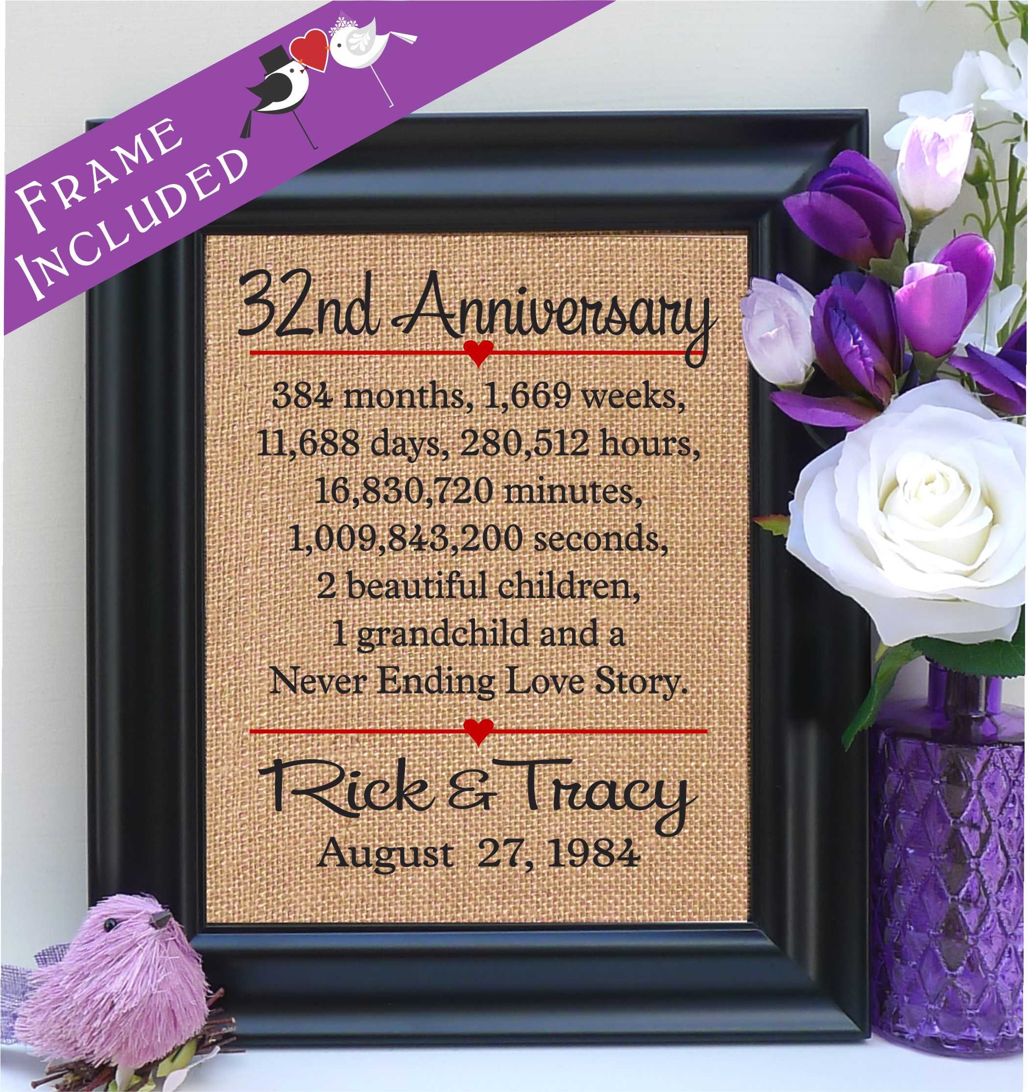 Framed 32nd Anniversary 32nd Wedding Anniversary Gift 32nd Etsy