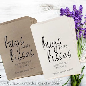Hugs and Kisses from the new Mr. & Mrs, Wedding Favor Paper Bags, Wedding Candy Bags, Cookie Bag, Wedding Favour Paper Bags, Candy Bags