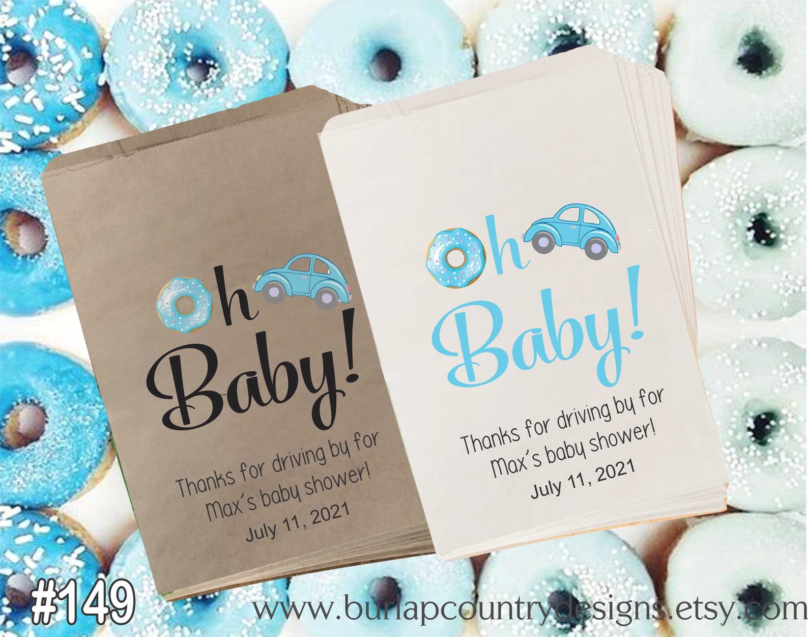 Baby Shower Treat Bags Baby Shower Decor Sweet Baby Boy Etsy