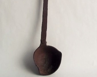 Vintage Ladle Pigtail Handle Bent Bowl Blacksmith Tool Rustic Primitive Farmhouse Decor