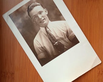 RPPC Young Man Portrait Sleeves Rolled Up Ready to Work NOKO Real Photo Postcard