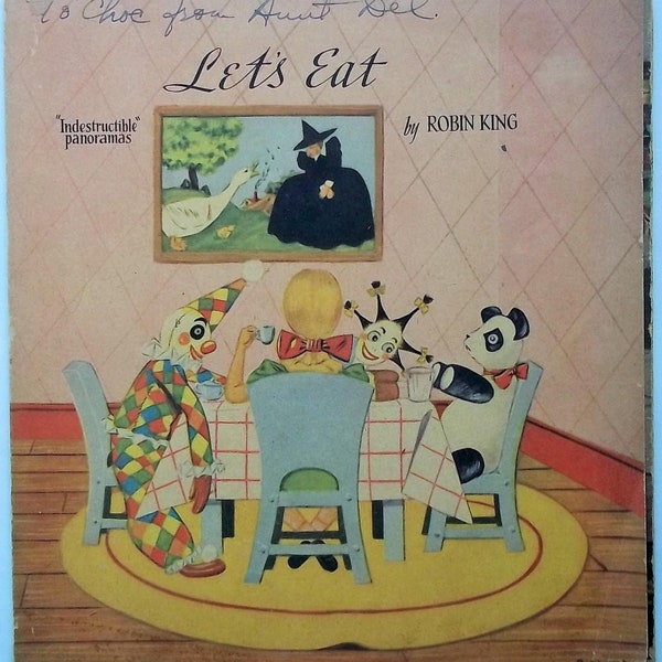 1944 Let's Eat Indestructible Panoramas Illustrated by Robin King Double Sided Fold Out Children's Book