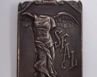 1916 Granat Bros Sterling Silver SFAL Baseball Award Pendant Nike Winged Goddess of Victory San Francisco Antique Sports Memorabilia Patina