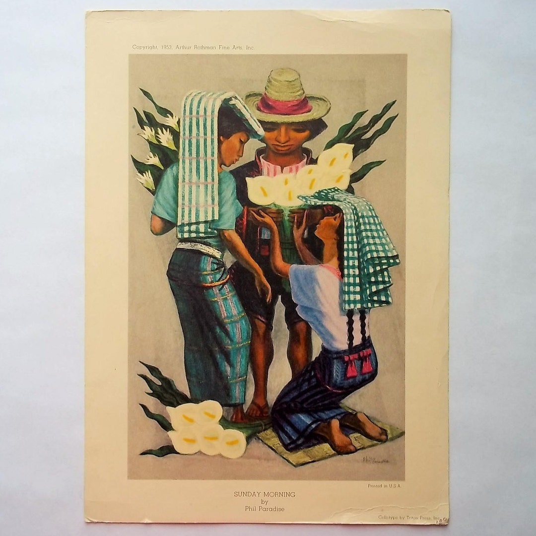 Vintage Phil Paradise Print Sunday Morning 1953 Collotype by Triton ...
