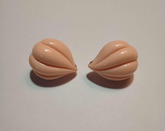 Miriam Haskell Adjustable Clip On Light Pink Peach Puffy Resin Acrylic Earrings