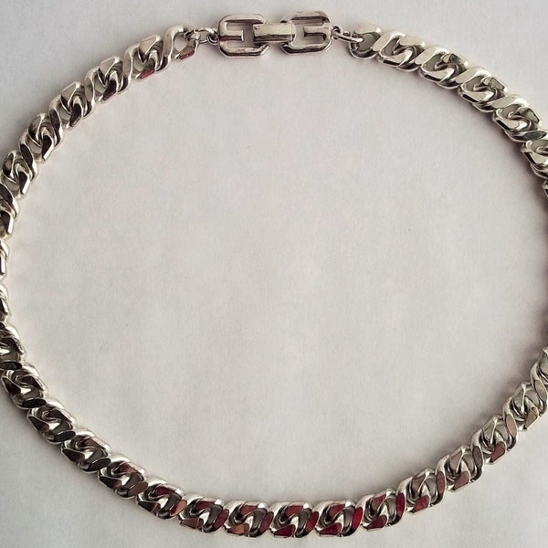 SALE Vintage Givenchy Curb Link Chain Necklace Silver Tone