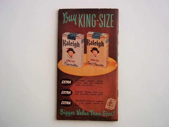 1955 Raleigh Cigarette Coupons Catalog Booklet Advertising 1950s Products