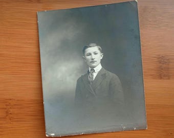 RPPC Trimmed Well Dress Man Portrait CK Real Photo Postcard