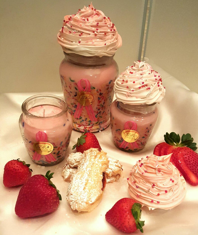 Natural Soy Cupcake Candles strawberry Shortcake Etsy