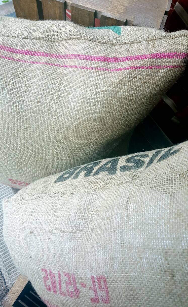 Euro Burlap Coffee Sack Pillows From Brazil Brasil Handmade Size