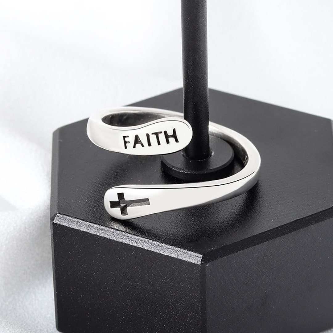 Adjustable Faith Cross Ring Religious Rings Stainless Steel Etsy