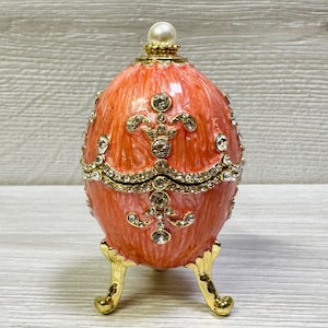 Pudełko w stylu jajka Faberge Pudełko na biżuterię z kryształkami Swarovskiego Wystrój domu Wysokość: 9 cm / 3,6 cala