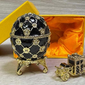 Pudełko w stylu jajka Faberge Pudełko na biżuterię z kryształkami Swarovskiego Wystrój domu