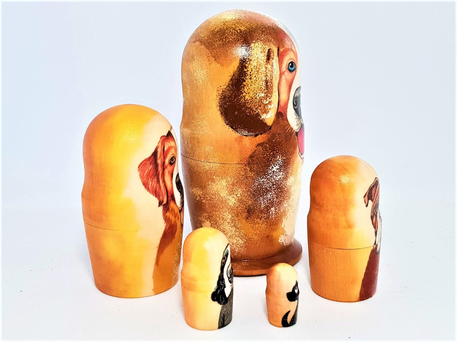 Dogs Nesting Dolls Animal Toys Matryoshka Gift 5pcs Height 12 Etsy