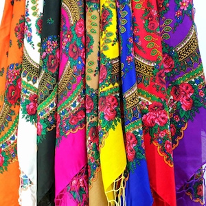 Original  traditional Ukrainian & Slavic shawl scarf wrap Large Ukrainian  scarf Ukrainian Scarf Floral Shawl Gift for her