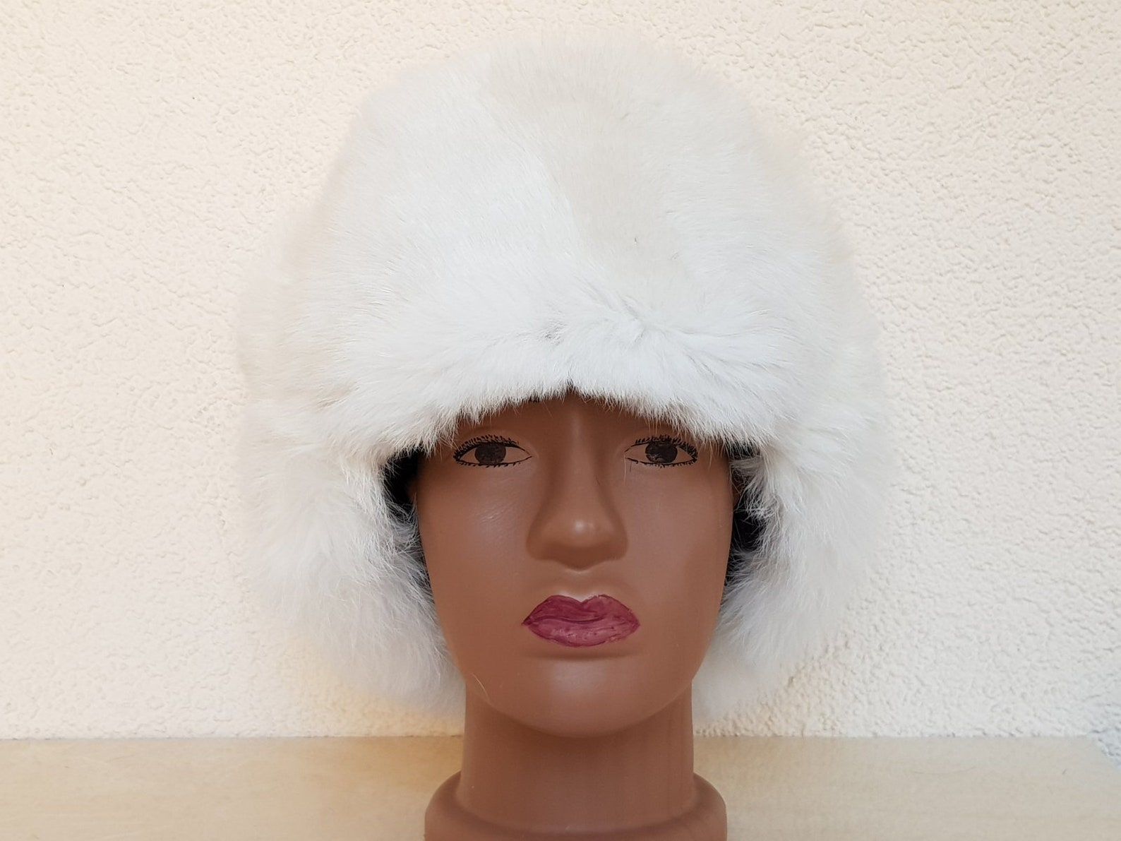 White Winter Hat Ushanka Natural Rabbit Fur - Etsy