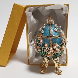 Pudełko w stylu jajka Faberge Pudełko na biżuterię z kryształkami Swarovskiego Wystrój domu Wysokość: 8 cm / 3/2 cala