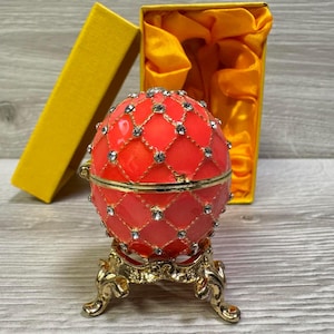 Pudełko w stylu jajka Faberge Pudełko na biżuterię z kryształkami Swarovskiego Wystrój domu Wysokość: 6 cm / 2,4 cala