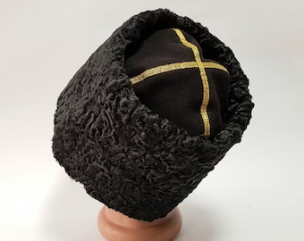 Papakha Natural Astrakhan Fur Karakul Hat  Army Cossack hat
