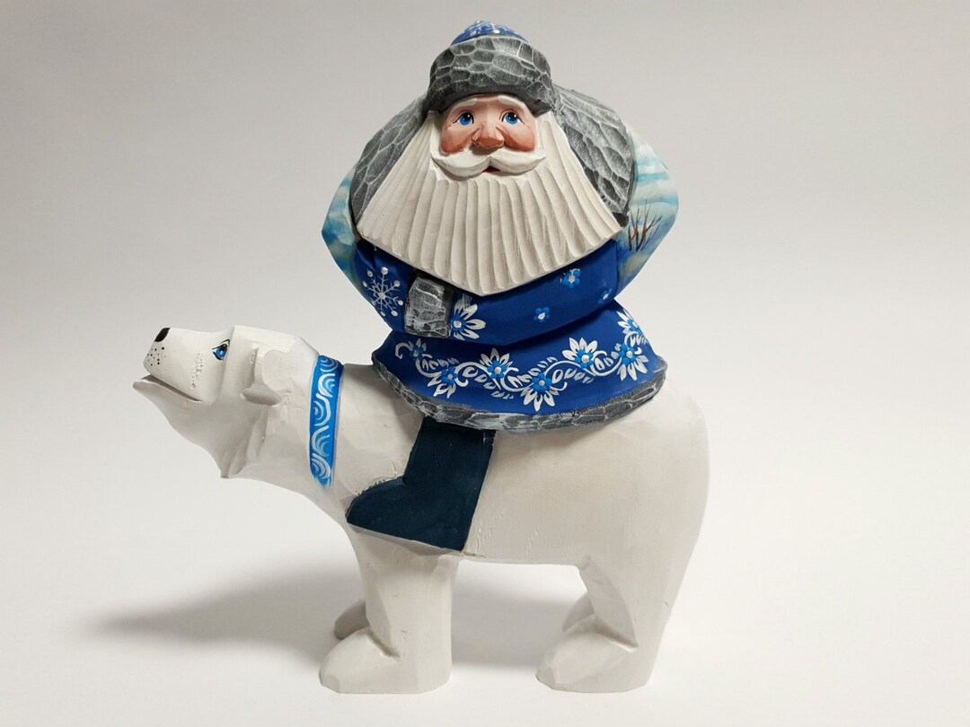 Grand Père Noël Artisanal NikitaLou – 50 Cm – Bois, Céramique Et Fourrure