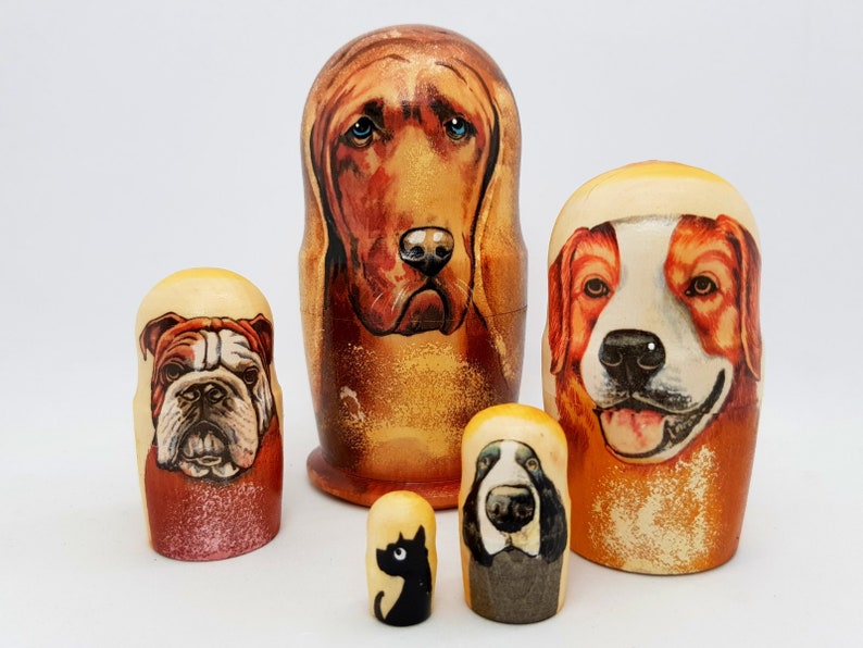 Nesting Dolls Dogs Animal Toys Matryoshka Gift 5pcs Height 11 Etsy