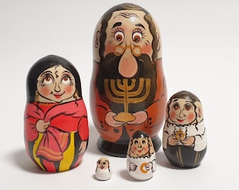 Nesting Doll Jewish Family Matryoshka 5 pcs  Height 10.5cm /4.1 inch
