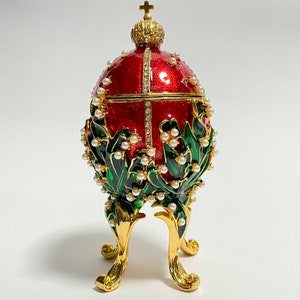 Faberge-ei-stijl doos Swarovski-kristallen sieradendoos woondecoratie Hoogte: 15,5 cm (6,2 inch)